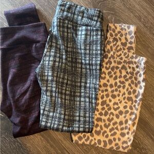 XL Stylish Leggings Set - Purple, Blue, and Tan